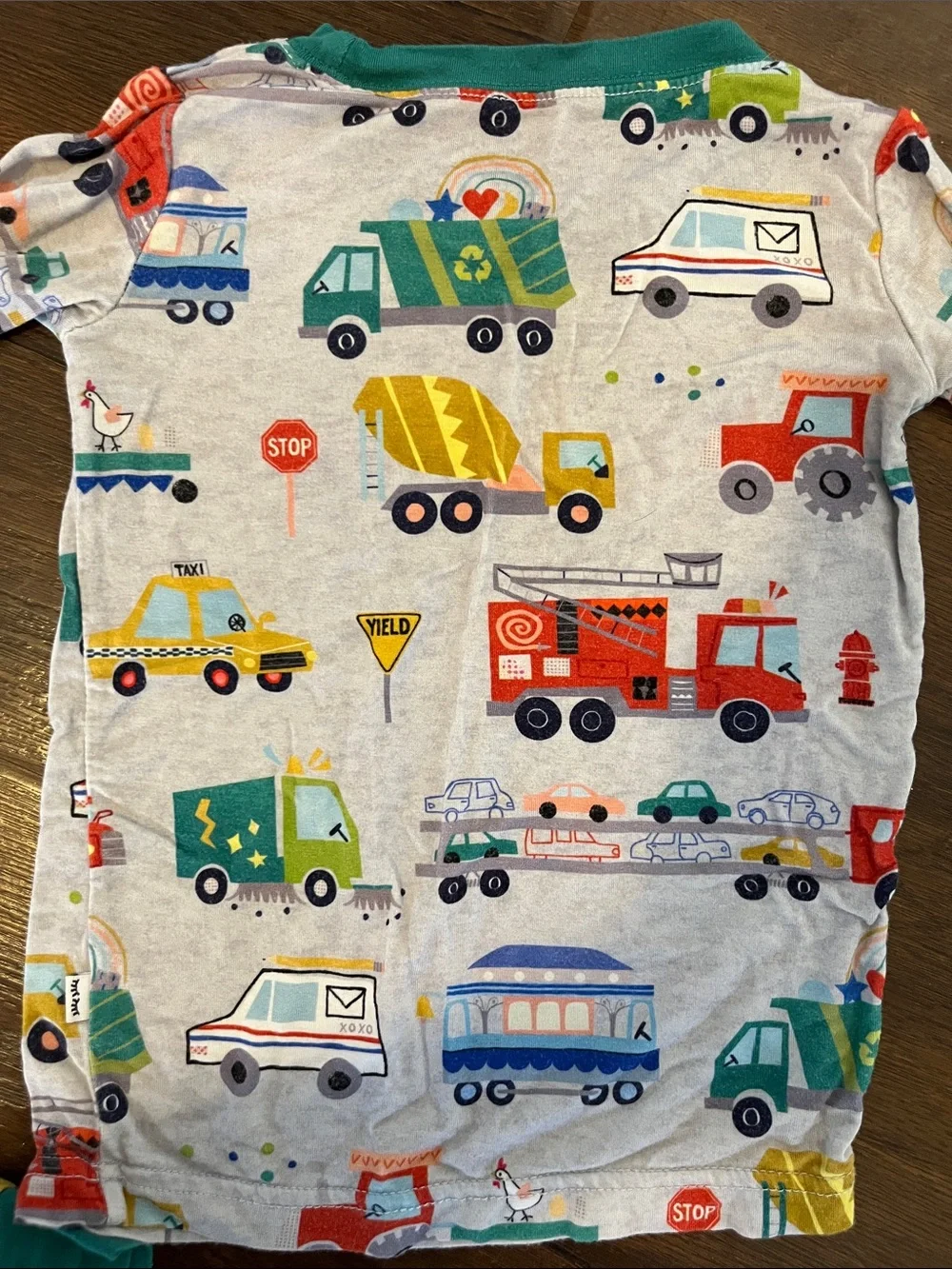 Little Sleepies Trucks Print Pajama Set - Teal Trim